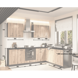 Cocina en L completa 200 y 260 cms Gama Economica ref-41