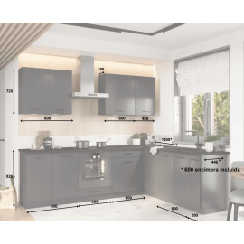 Cocina en L completa 200 y 260 cms Gama Economica ref-41a