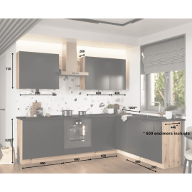 Cocina en L completa 200 y 260 cms Gama Economica ref-43