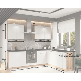 Cocina en L completa 200 y 260 cms Gama Economica ref-43c
