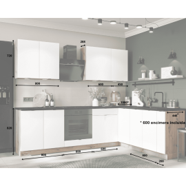 Cocina en L completa 200 y 260 cms Gama Economica ref-08
