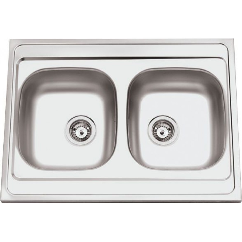 Fregadero de cocina con doble seno ref-01 80x60 cms