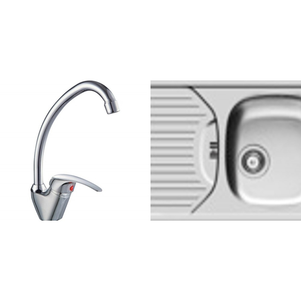 Set fregadero con escurridor + grifo de cocina ref-01 78x43 cms 