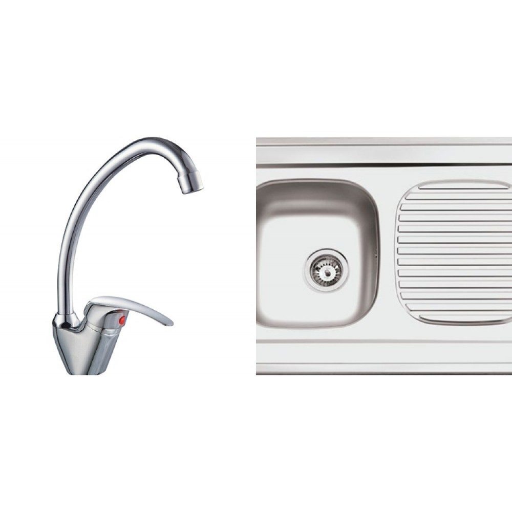 Set fregadero con escurridor + grifo de cocina ref-03 80x60 cms