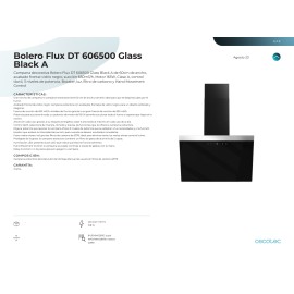 Campana Bolero Flux DT 606500 Glass Black A 60 cms ancho y potencia 650 m3/h