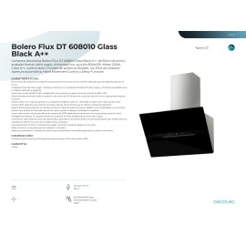 Campana Bolero Flux DT 608010 Glass Black A++ 60 cms ancho y potencia 800 m3/h
