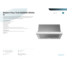 Campana Bolero Flux TLM 603500 White A 60 cms ancho y potencia 350 m3/h