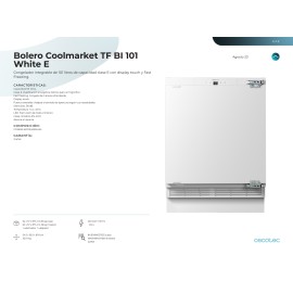 Congelador Bolero Coolmarket TF BI 101 litros White E integrable