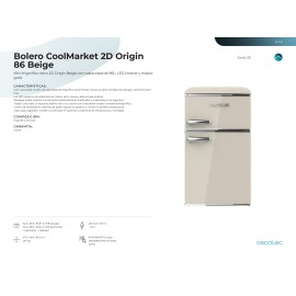 Frigorífico Bolero CoolMarket 2D Origin 85 litros