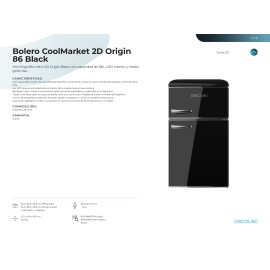 Frigorífico Bolero CoolMarket 2D Origin 85 litros