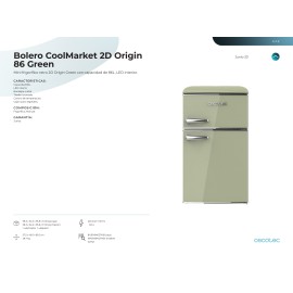 Frigorífico Bolero CoolMarket 2D Origin 85 litros