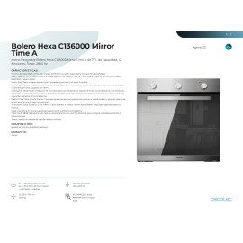 Horno integrable Bolero Hexa C136000 Mirror Time A