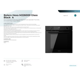 Horno integrable Bolero Hexa M226000 Glass Black A