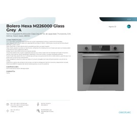 Horno integrable Bolero Hexa M226000 Glass Grey A