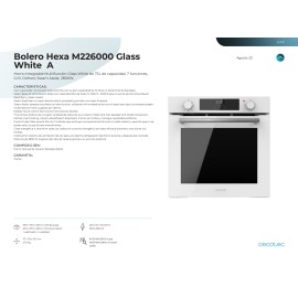Horno integrable Bolero Hexa M226000 Glass White A