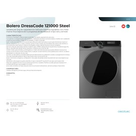 Lavadora 12 kgs capacidad Bolero DressCode 121000 Steel
