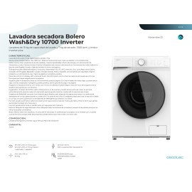 Lavadora y secadora 10 kgs capacidad  Bolero Wash&Dry 10700 Inverter