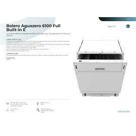 Lavavajillas Bolero Aguazero 6100 Full-BI E 60 cms integrable