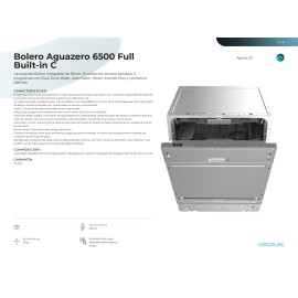 Lavavajillas Bolero Aguazero 6200 Full-BI C 60 cms integrable