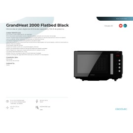 Microondas sin plato GrandHeat 2000 Flatbed Black