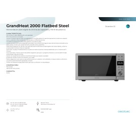 Microondas sin plato GrandHeat 2000 Flatbed Steel