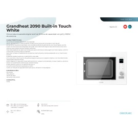 Microondas integrable GrandHeat 2090 Built-in Touch White