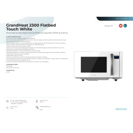 Microondas sin plato GrandHeat 2300 Flatbed Touch White