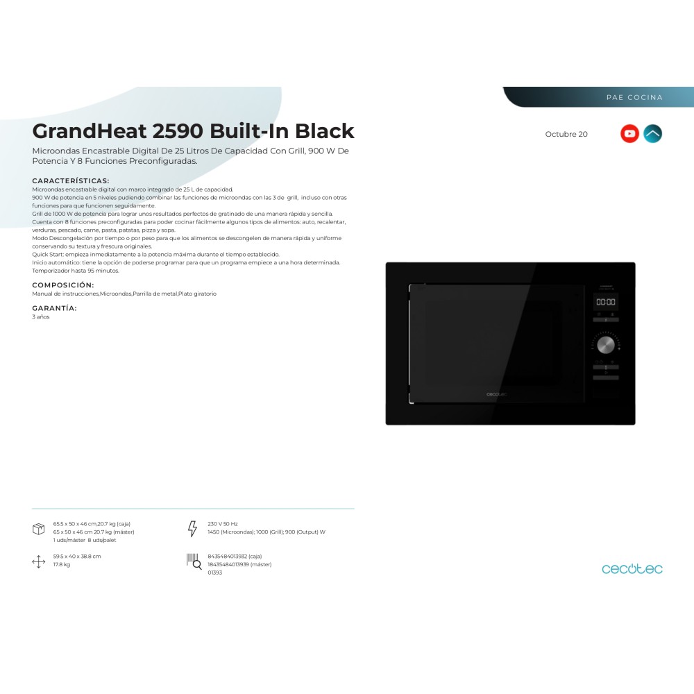 Microondas integrable GrandHeat 2590 Built-in Black