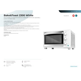 Horno de sobremesa Bake&Toast 2300 White