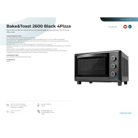 Horno de sobremesa Bake&Toast 2600 Black 4Pizza