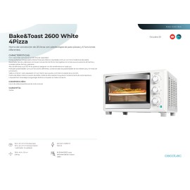 Horno de sobremesa Bake&Toast 2600 White 4Pizza