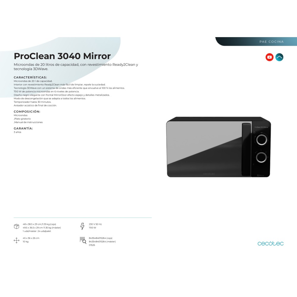 Microondas Proclean 3040 Mirror