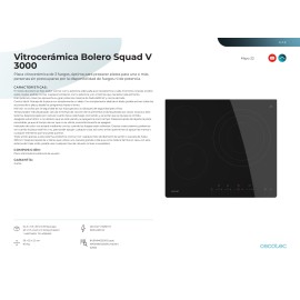 Vitroceramica Placa Bolero Squad V 3000 3 fuegos 52 cms