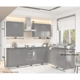 Cocina en L completa 200 y 260 cms Gama Economica ref-41c Cocina en L completa 200 y 260 cms Gama Economica ref-41c
