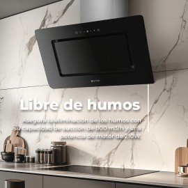 Campana decorativa vista ref-27 EVVO modelo CE43 800 m3/h 60 cms