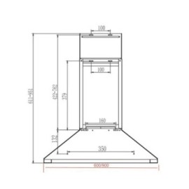 Campana piramidal vista ref-12 EVVO modelo CE25 350 m3/h 90 cms