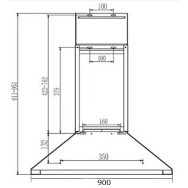 Campana piramidal vista ref-14 EVVO modelo CE26 650 m3/h 90 cms