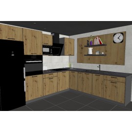 Cocina en L completa 260 y 240 cms Gama Economica ref-204 modelo ANIKA roble