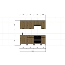 Cocina completa 220 cms Gama Economica ref-205B Cocina completa 220 cms Gama Economica ref-205B