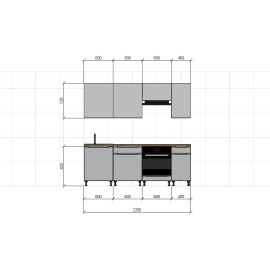 Cocina completa 220 cms Gama Economica ref-205C Cocina completa 220 cms Gama Economica ref-205C