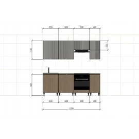 Cocina completa 220 cms Gama Economica ref-205D Cocina completa 220 cms Gama Economica ref-205D